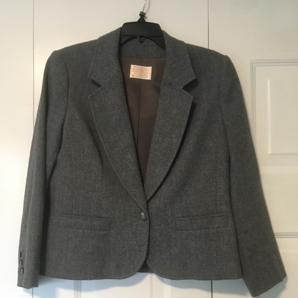 Pendleton gray virgin wool blazer jacket size 10